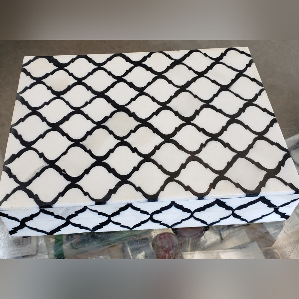 Black and White Patterned Decorative Box